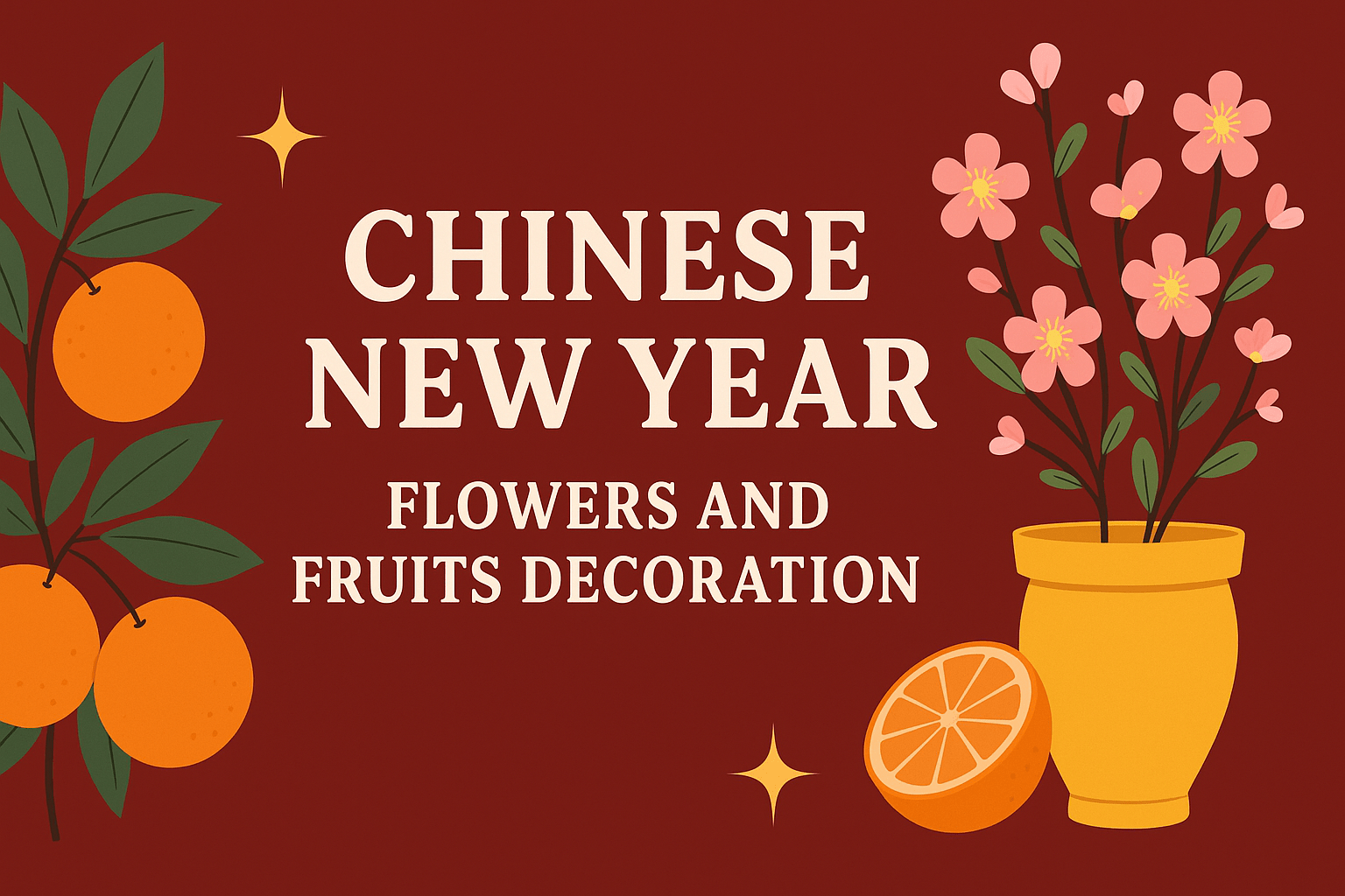 Chinese New Year Flowers and Fruits Decor
