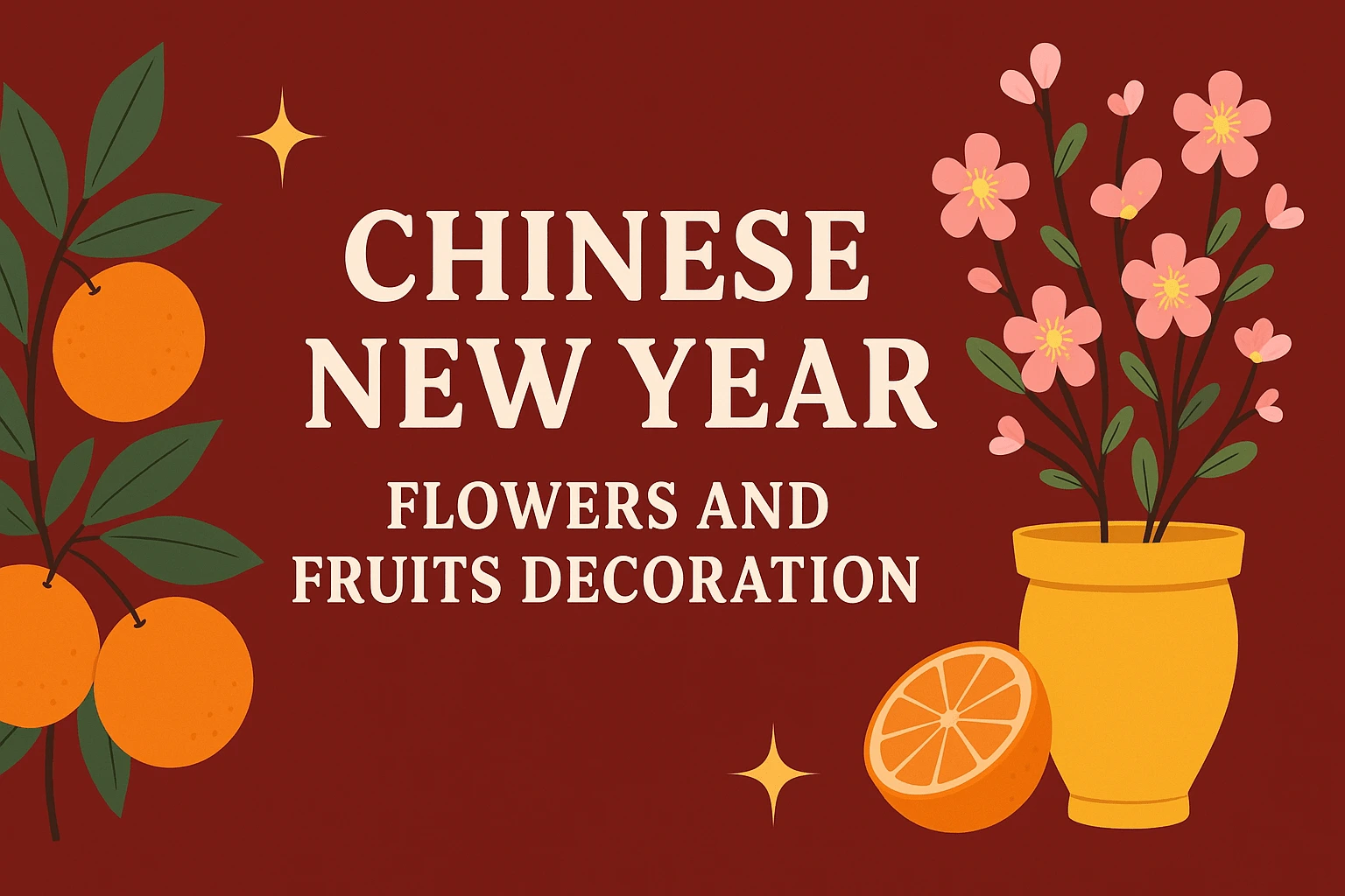 Chinese New Year Flowers and Fruits Decor