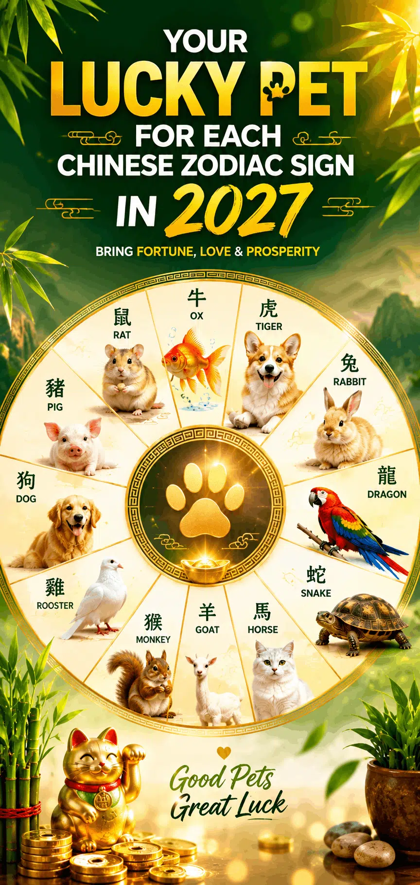 2027 Chinese zodiac signs and lucky pets